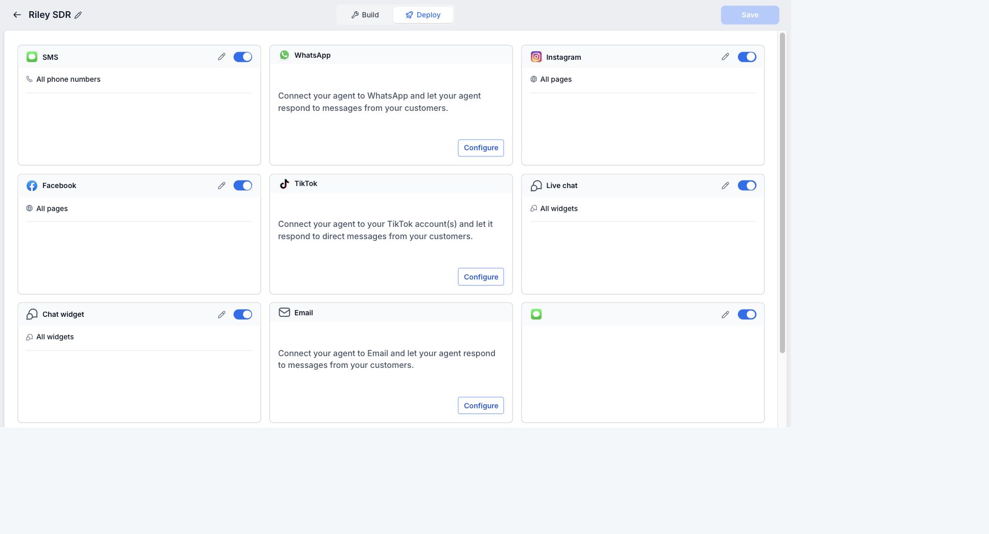 GoHighLevel conversation-channel configuration with no customer identifiers visible.